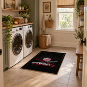 black red baseball bat ball vintage sports area rug, styled product view 8