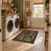 brown celestial horse zodiac mystical vintage area rug, styled product view 9