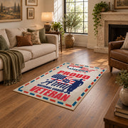 red white and blue patriotic American pride area rug, styled product view 9