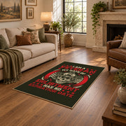 black red rebel biker skull vintage motorcycle area rug, styled product view 10