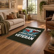 peace love veteran eagle patriotic vintage area rug, styled product view 9