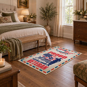 red white and blue patriotic American pride area rug, styled product view 10