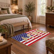 patriotic soldier silhouette and distressed flag area rug, styled product view 10