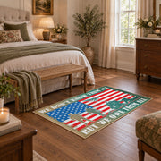 patriotic eagle flag red white blue vintage area rug, styled product view 10
