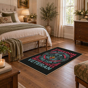black red winged motorcycle wheel vintage area rug, styled product view 10