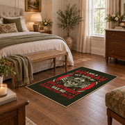 black red rebel biker skull vintage motorcycle area rug, styled product view 11