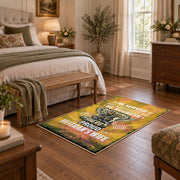 yellow distressed freedom motorcycle eagle vintage area rug, styled product view 10