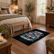 black blue patriotic veteran eagle vintage military area rug, styled product view 10