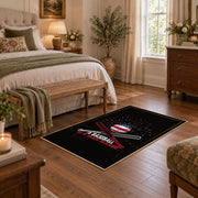 black red baseball bat ball vintage sports area rug, styled product view 10