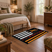black white orange army tribute vintage military area rug, styled product view 10