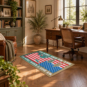 patriotic eagle flag red white blue vintage area rug, styled product view 11