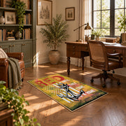 vintage motorcycle rider road adventure area rug, styled product view 11