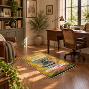 yellow distressed freedom motorcycle eagle vintage area rug, styled product view 11