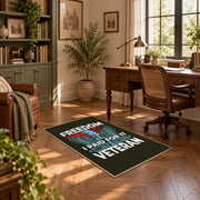 peace love veteran eagle patriotic vintage area rug, styled product view 11