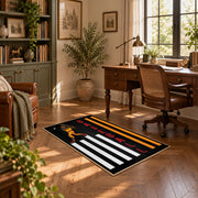 black white orange army tribute vintage military area rug, styled product view 11