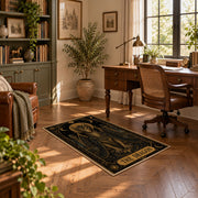 celestial elephant tapestry black gold mystical area rug, styled product view 11