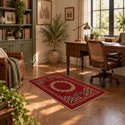 red gold ornate mandala vintage boho area rug, styled product view 11