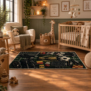 Vintage Football Trophy Blueprint Area Rug styled in a nursery room