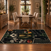 Vintage Football Trophy Blueprint Area Rug styled in a dining room