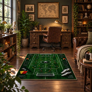 Digital Football Tactics Board Area Rug styled in a home office