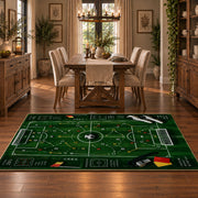Digital Football Tactics Board Area Rug styled in a dining room
