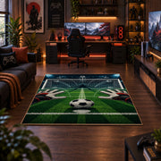 Soccer Stadium Match Day Area Rug styled in a gaming room