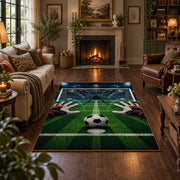 Soccer Stadium Match Day Area Rug styled in a living room