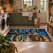 Champions Road Soccer Stadium Area Rug styled in a modern laundry room