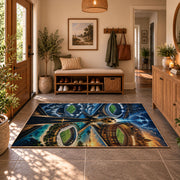 Champions Road Soccer Stadium Area Rug styled in a welcoming entryway