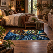 Champions Road Soccer Stadium Area Rug styled in a main bedroom