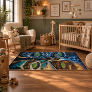Champions Road Soccer Stadium Area Rug styled in a nursery room