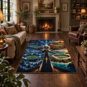 Champions Road Soccer Stadium Area Rug styled in a living room
