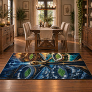 Champions Road Soccer Stadium Area Rug styled in a dining room