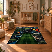 Gaming Soccer Pitch Controller Area Rug styled in a cozy nursery
