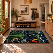 Gaming Soccer Pitch Controller Area Rug styled in a welcoming entryway