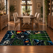 Gaming Soccer Pitch Controller Area Rug styled in a dining room