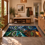Compass Stadium Football Area Rug styled in a welcoming entryway