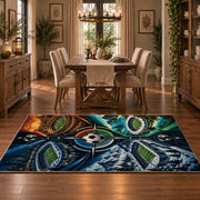 Compass Stadium Football Area Rug styled in a dining room