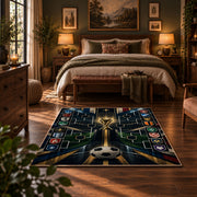 Tactical Championship Football Area Rug styled in a bedroom corner