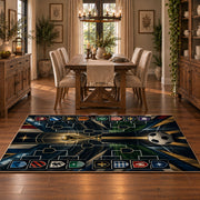 Tactical Championship Football Area Rug styled in a dining room