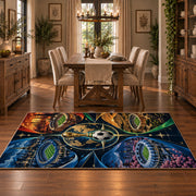 Color Spectrum Soccer Ball Area Rug styled in a dining room