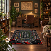 Aerial Speedway Circuit Area Rug styled in a home office
