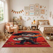Samurai Cat Warrior Area Rug — styled nursery room view