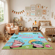 Happy Easter Bunny Couple Area Rug — bedroom floor view