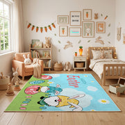Happy Easter Bunny Gnome Area Rug — close-up texture view