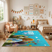 Happy Easter Floral Bunny Rug — full rug design