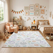 Pastel Easter Egg Pattern Rug — decorative room view