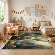 Woodland Bunny Portrait Rug — full rug design