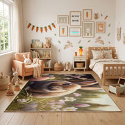 Woodland Bunny Fairy Rug — bedroom floor view