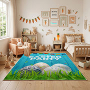 Easter Party Bunny Egg Rug — front-facing room view